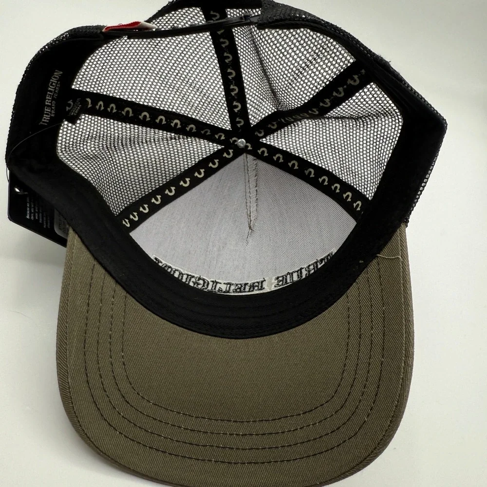 True Religion Hat Cap Camouflage Trucker Hat Olive Black Mesh OS Adult Y2K NEW‎